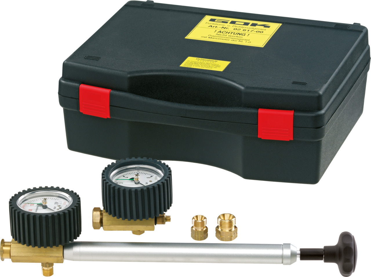 Dichtpruefgeraet 0-250mbar/0-5bar Kl.1 Pumpe Suchspray Schlauch Koffer Dichtpruefgeraet 0-250mbar/0-5bar Kl.1 Pumpe Suchspray Schlauch Koffer