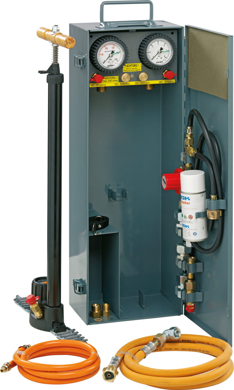 Dichtpruefgeraet 0-250mbar/0-6bar Kl.1 Kasten mit Funktions-Pruefeinheit Dichtpruefgeraet 0-250mbar/0-6bar Kl.1 Kasten mit Funktions-Pruefeinheit