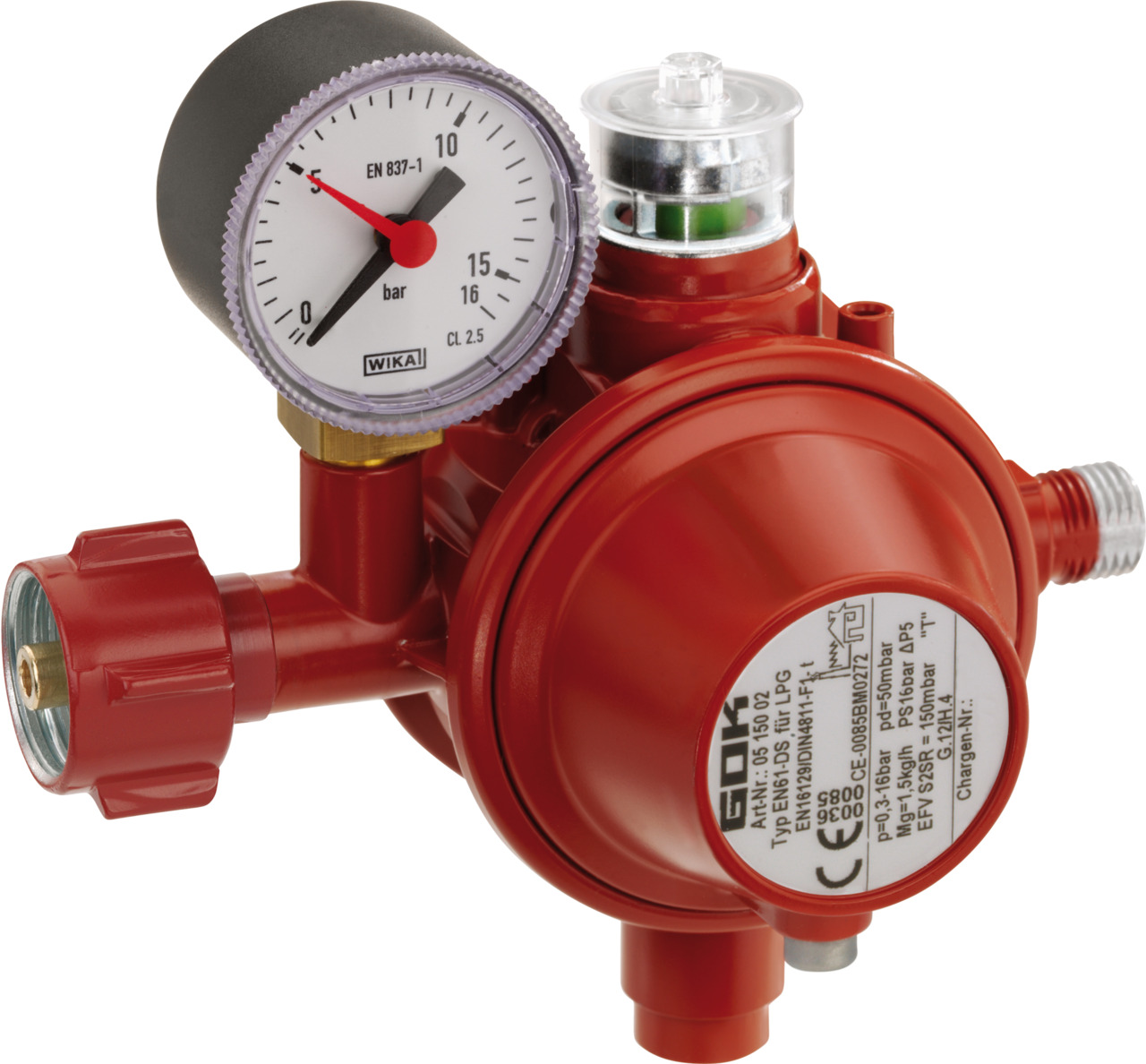 Gas regulator EN61-DS 1.5kg/h 50mbar KLF x G1/4 lh M TAE OPSD EFV man. Gas regulator EN61-DS 1.5kg/h 50mbar KLF x G1/4 lh M TAE OPSD EFV man.