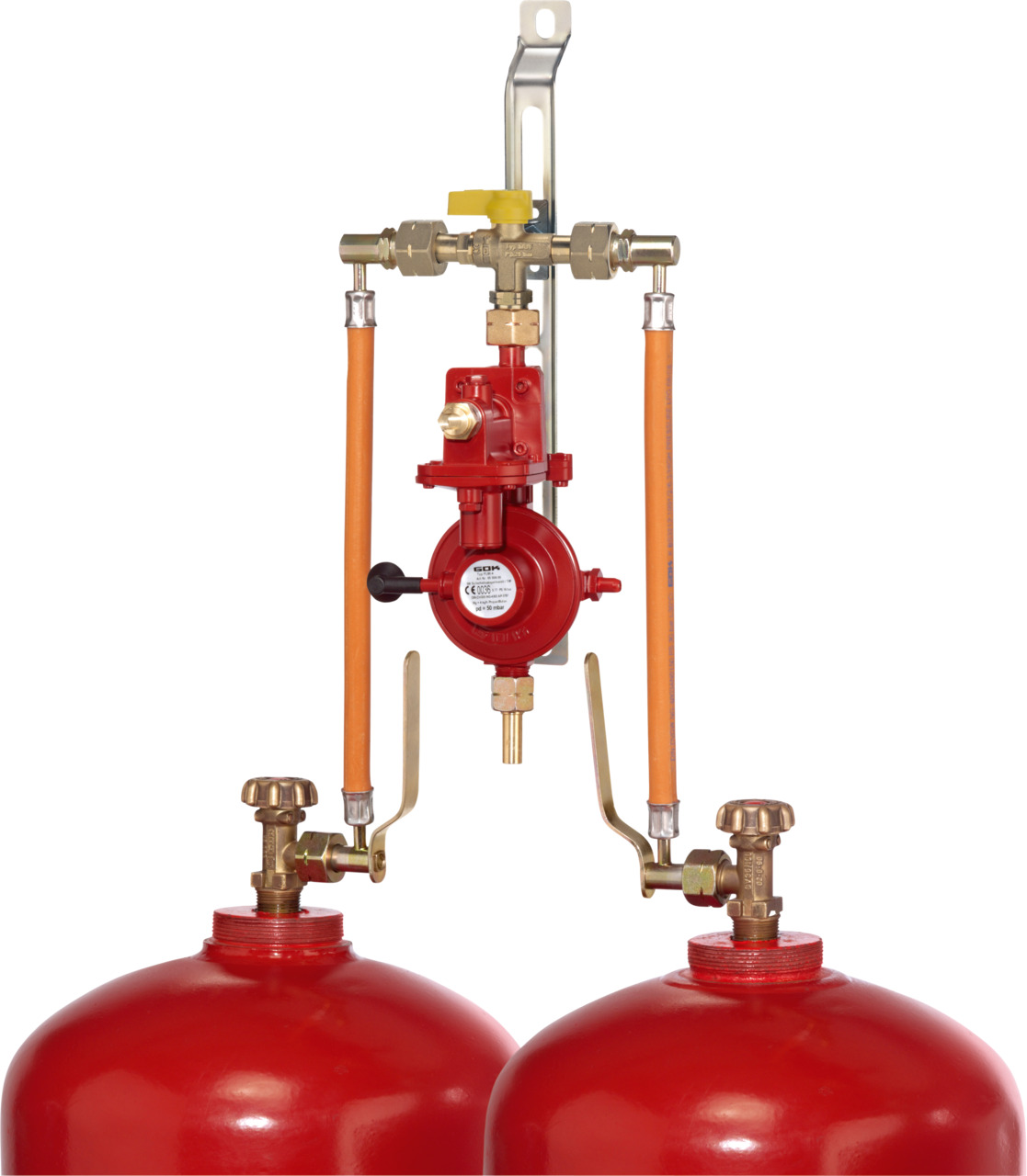 Cylinder system with manual changeover unit Cylinder system with manual changeover unit